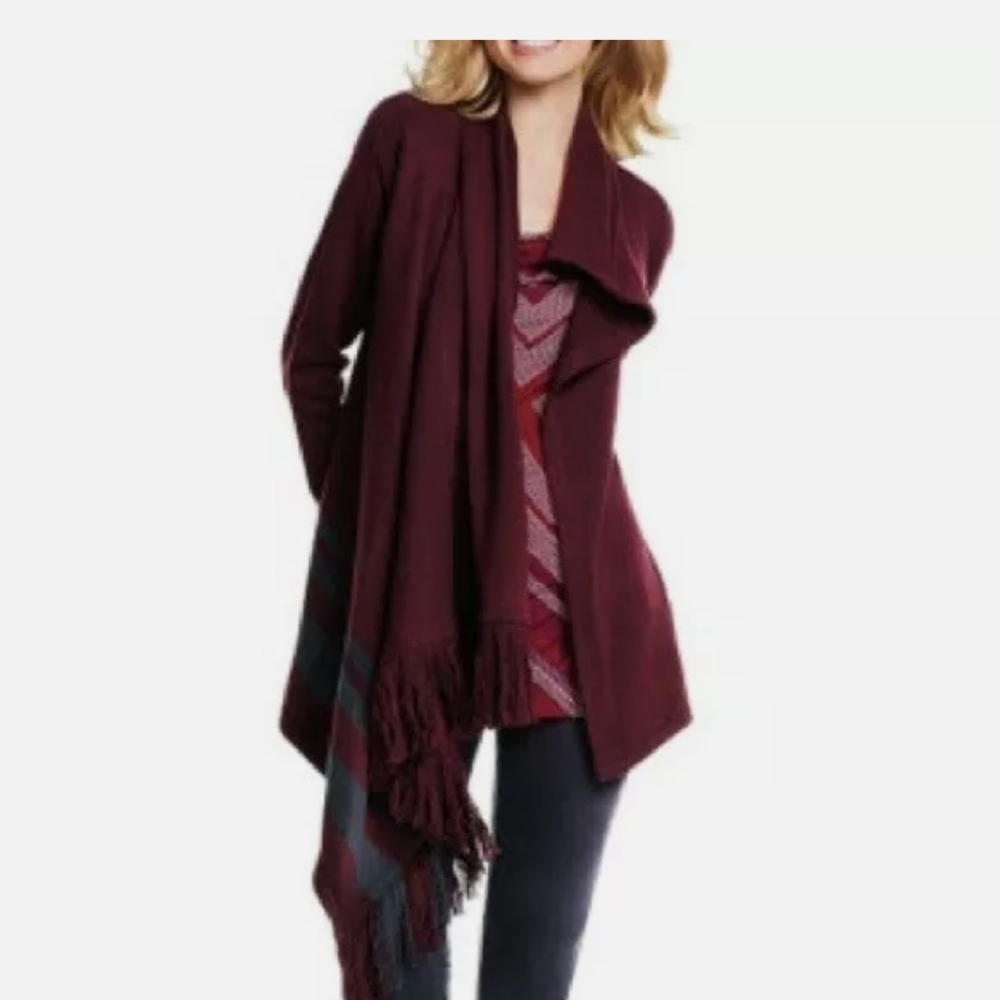 Cabi Port Fringe Wrap Cardigan Sweater 3002 - Smal